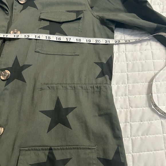 Knox Rose Olive Green Star Print Utility Jacket | Women’s M Military Inspired - Picture 7 of 10